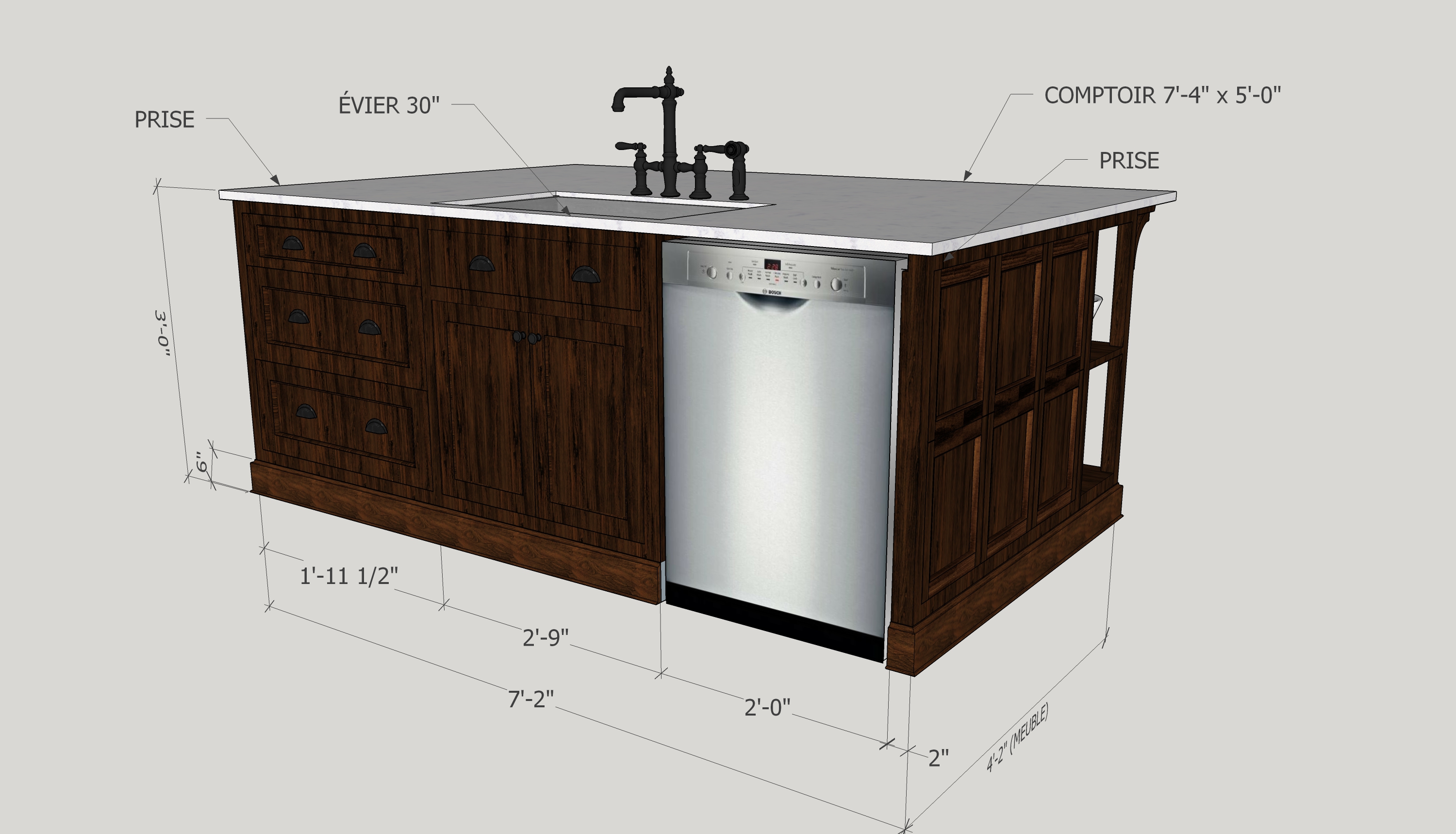 Cuisine style farmhouse à Mille-Isles