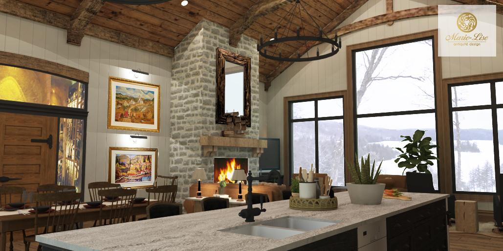 Design intérieur complet pour un chalet de montagne dans les Laurentides
