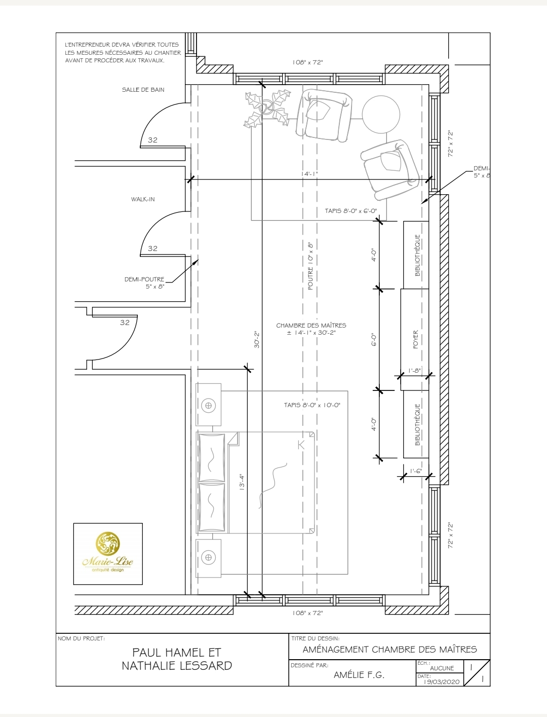 Chambre des maîtres avec cathédrale