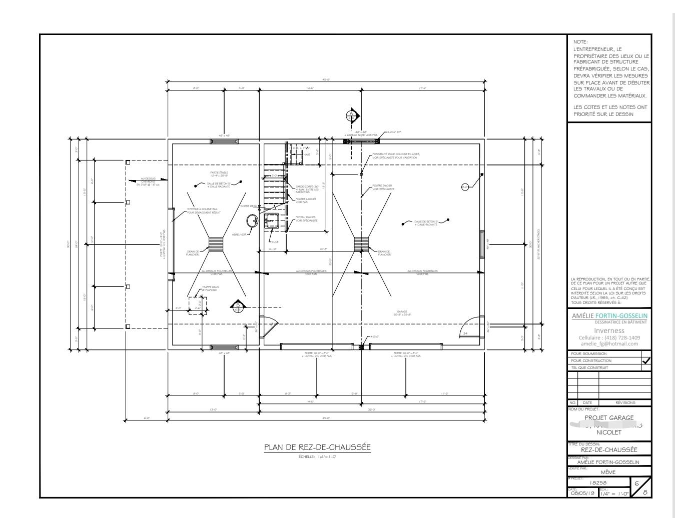 Fermette avec garage en bois de grange récupéré