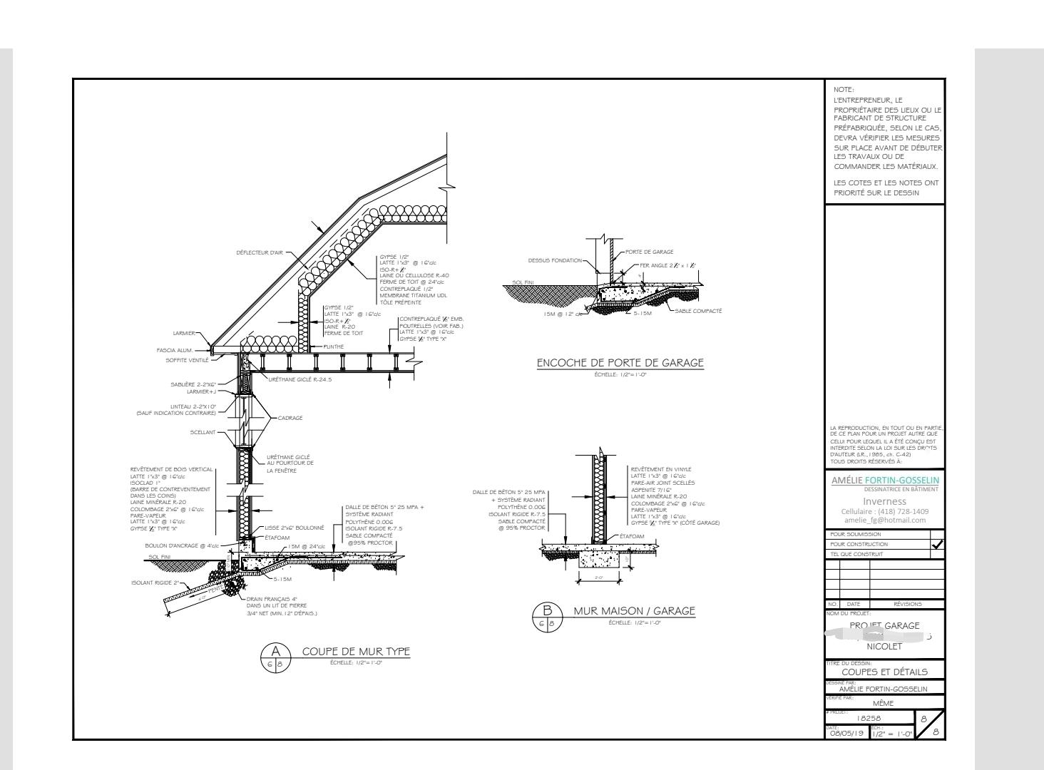 Fermette avec garage en bois de grange récupéré