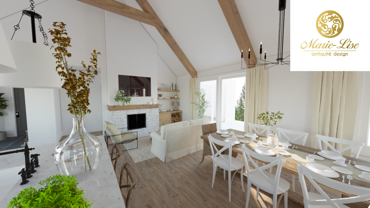 Foyer de brique enduit à la chaux