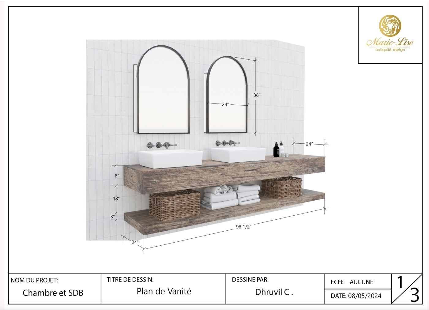 Vanité en bois antique l'Acadie