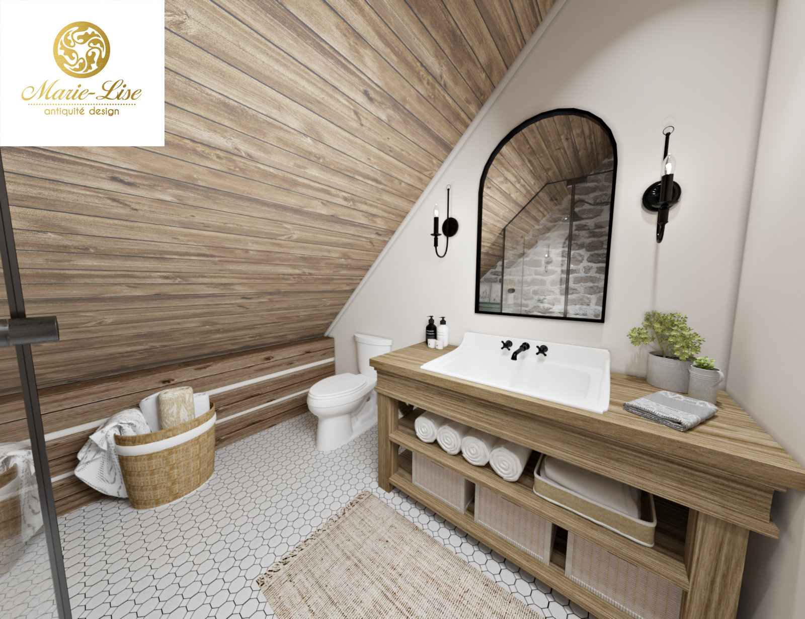 Chambres d'amis et salle de bain restaurées à l'ancienne